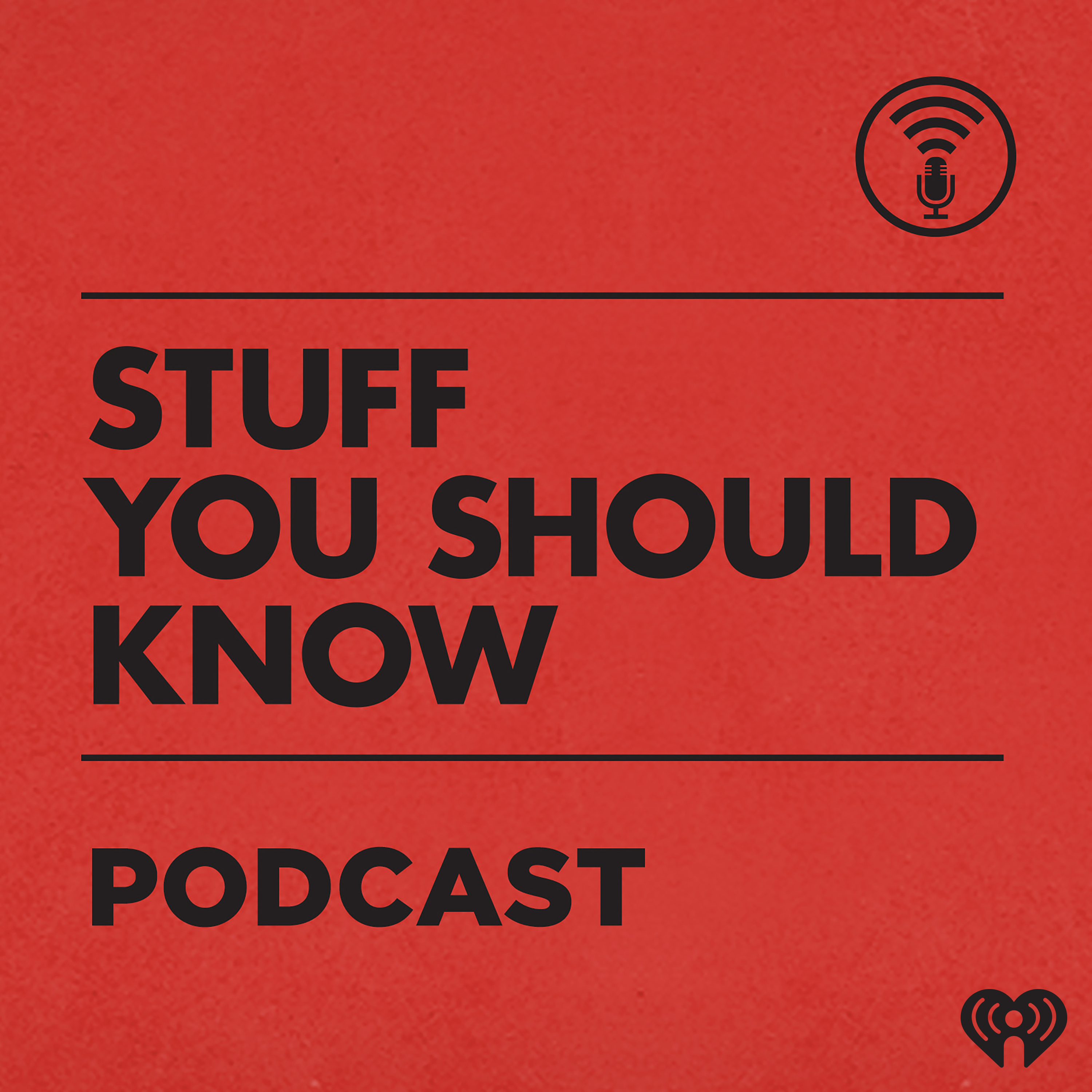 Logo of Stuff You Should Know. Black text on Red background